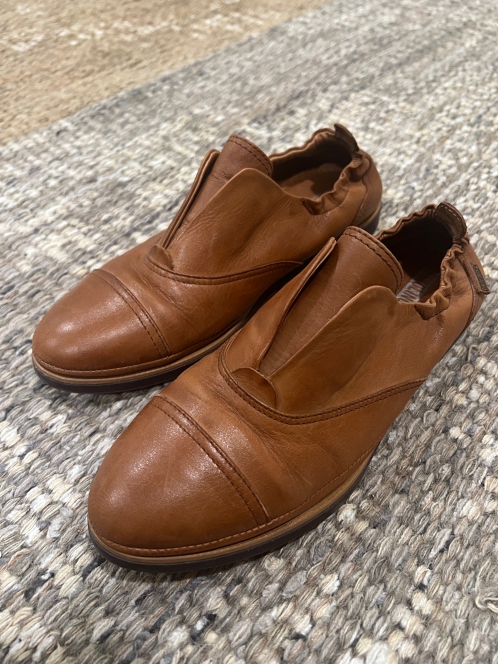 PIKOLINOS Women's Slip-On Leather Loafers in Cognac Brown